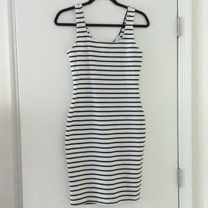 Black and White striped Bodycon Dress